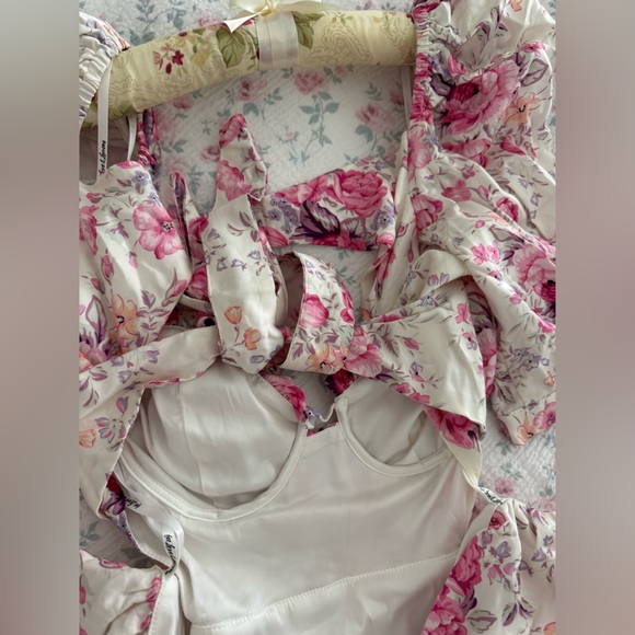 For Love & Lemons Lucia Mini Dress in Pink - Picture 13 of 16